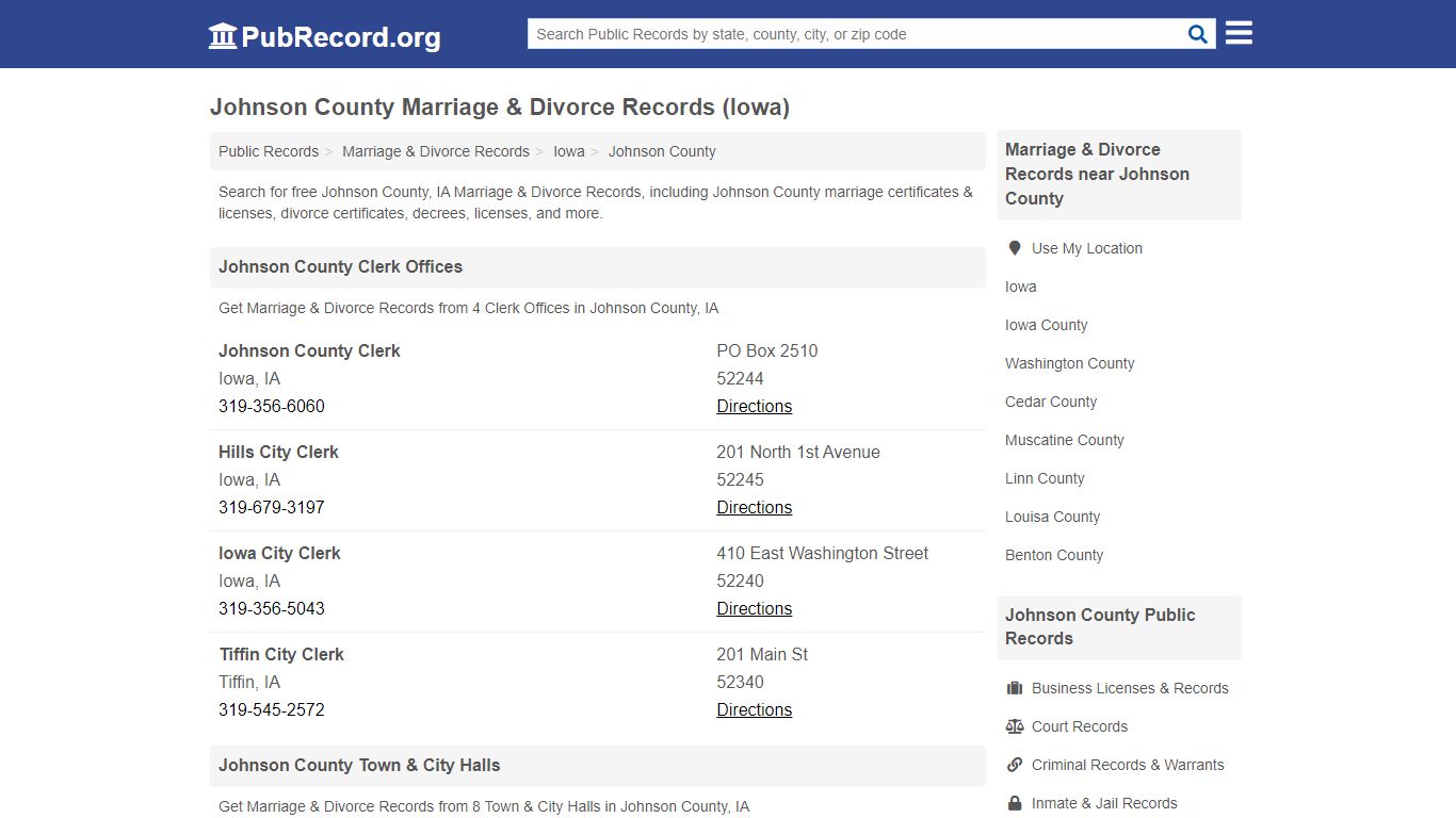 Johnson County Marriage & Divorce Records (Iowa)