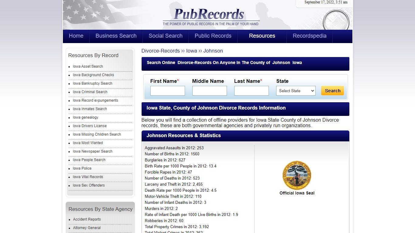 Johnson County, Iowa Divorce Records